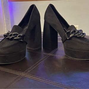 Nordstrom Black Platform Heels with Chain Detail